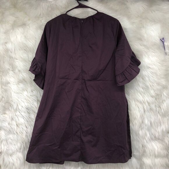 Deep Plum Mini Dress/Romper w/Ruffle Sleeves, Minimalist, Classy Romper SZ S - Picture 8 of 8